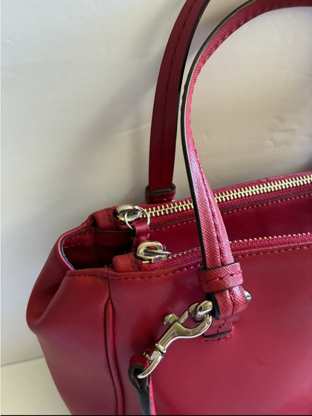 Coach Deep Red Cross Grain Leather Satchel with Strap EUC!! - Picture 6 of 14